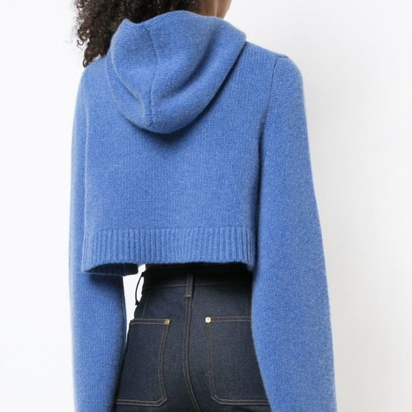 Khaite Josephine Cashmere Knit Hoodie Sweater in Blue - Picture 9 of 12